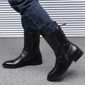 Jarné A Jesenné Špicaté Kožené Čižmy Pánske Vysoké Spoločenské Topánky Čižmičky Módne Trendy Teplé Martin