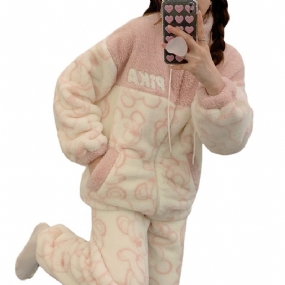 Dámske Pyžamo Coral Fleece Hrubé Roztomilé Flanelové Domáce Oblečenie