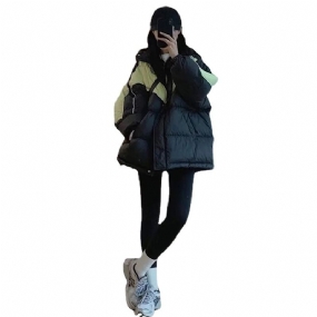 Dámska Krátka Bunda Color Block Cotton Jacket 2023 Ležérne Zimné Voľné