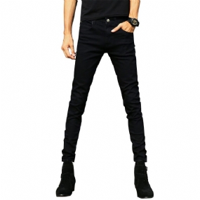 Pánske Čierne Džínsy Slim Fit S Otvormi Na Malé Nohy