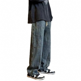 Vintage Cargo Jeans Pánske Voľné Nohavice So Širokými Rovnými Nohavicami