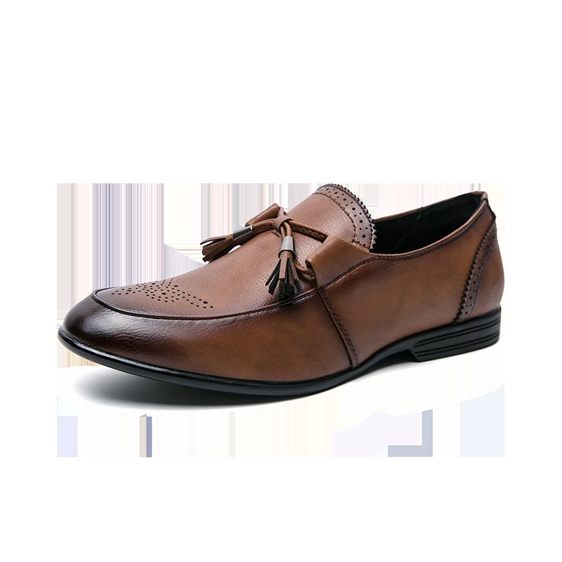 Brogue Topánky Vyrezávané Špicaté Spoločenské Pánske Trendové Jesenné Priedušné Strapcové Slip-on
