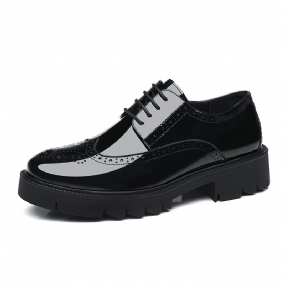 Brogue Topánky Zväčšovacie Pánske 10 cm Hrubá Podrážka Svetlá Kožené Business Šaty Lakované Svadobné Mládenci